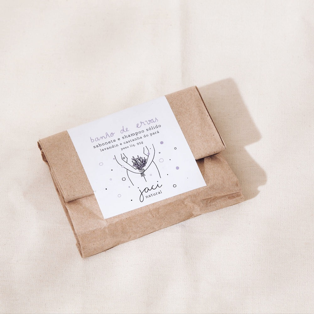 Sabonete Natural em Barra | Banho de Ervas | Lavandin e Castanha | 95g - Aqui na Jaci Natural - Por R$28.00! Compre agora na Jaci Natural