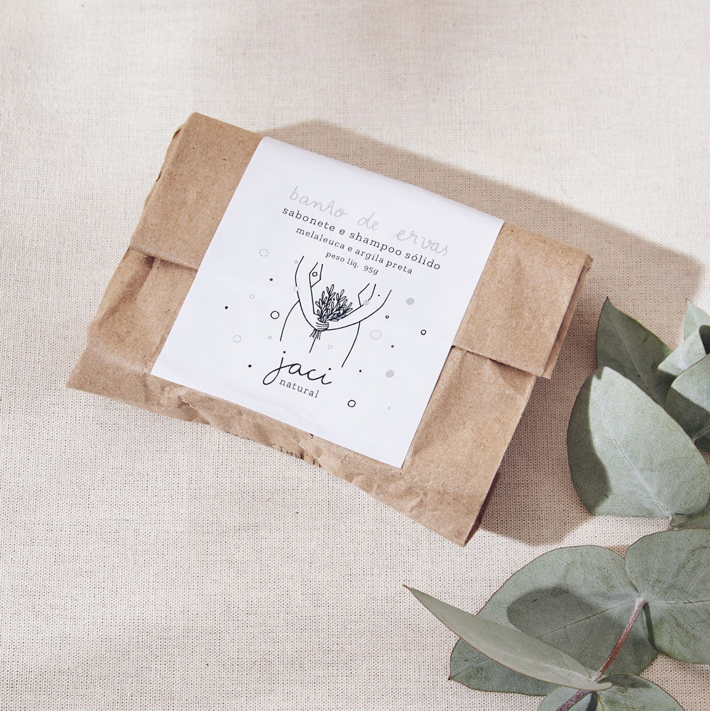 Sabonete Natural em Barra | Banho de Ervas | Melaleuca e Argila Preta | 95g | Compre 2 Leve 3 - Aqui na Jaci Natural - Por R$56! Compre agora na Jaci Natural