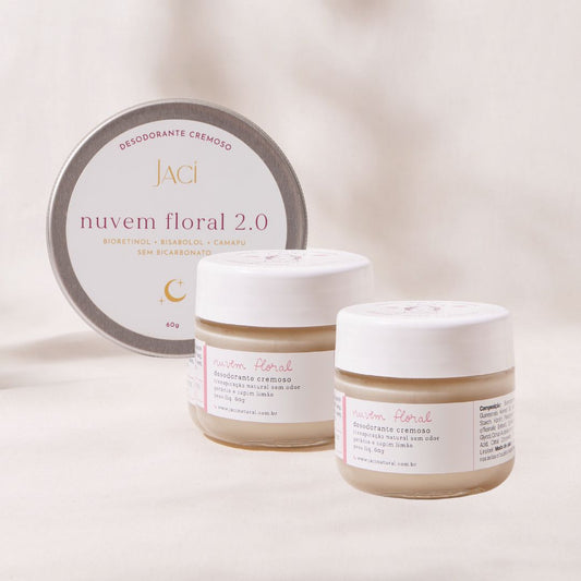 Trio Desodorante Cremoso Nuvem Floral | Natural e Vegano | Sem Bicarbonato | 60g - Aqui na Jaci Natural - Por R$151.20! Compre agora na Jaci Natural