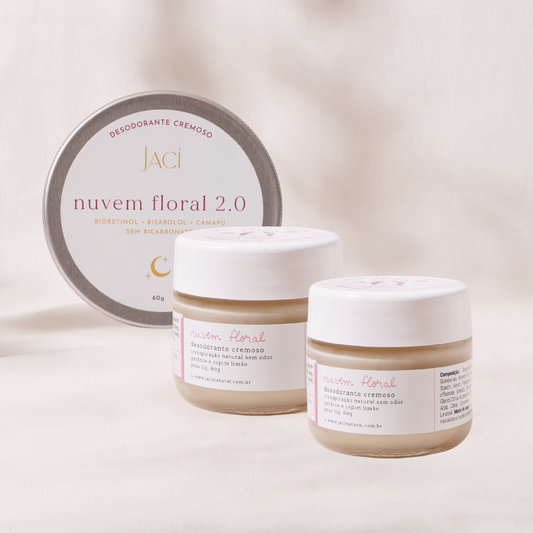 Trio Desodorante Cremoso Nuvem Floral | Natural e Vegano | Sem Bicarbonato | 60g - Aqui na Jaci Natural - Por R$151.20! Compre agora na Jaci Natural